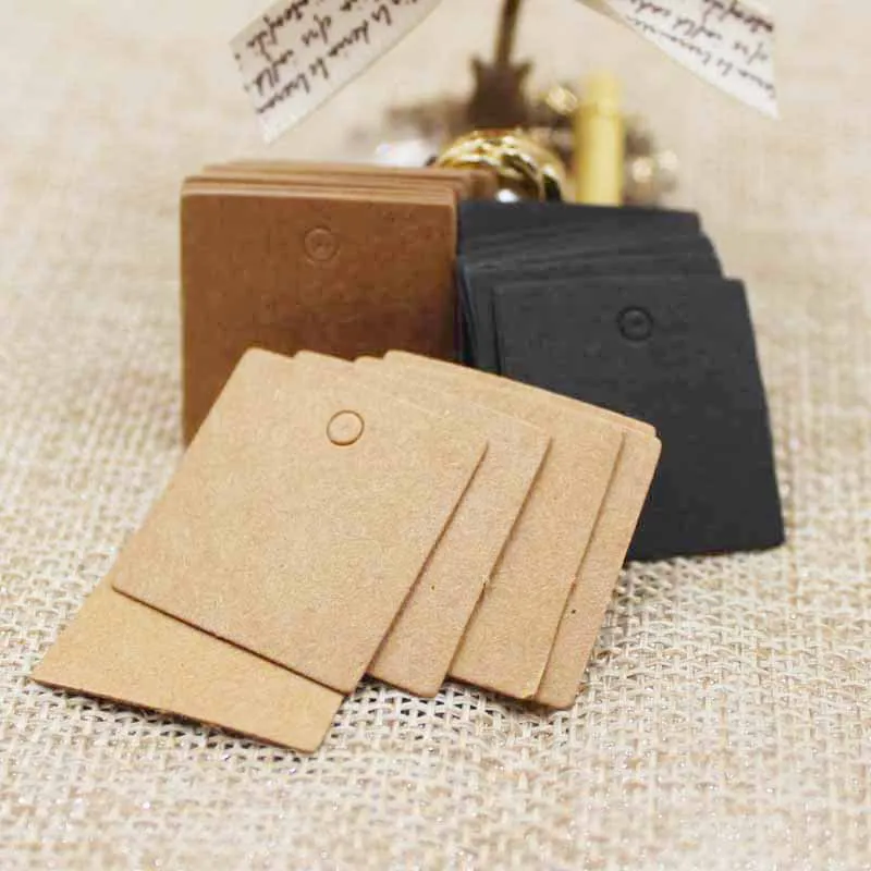 Kraft Hang Tag - 100 adet 2.5*2.5 cm Küçük Boy