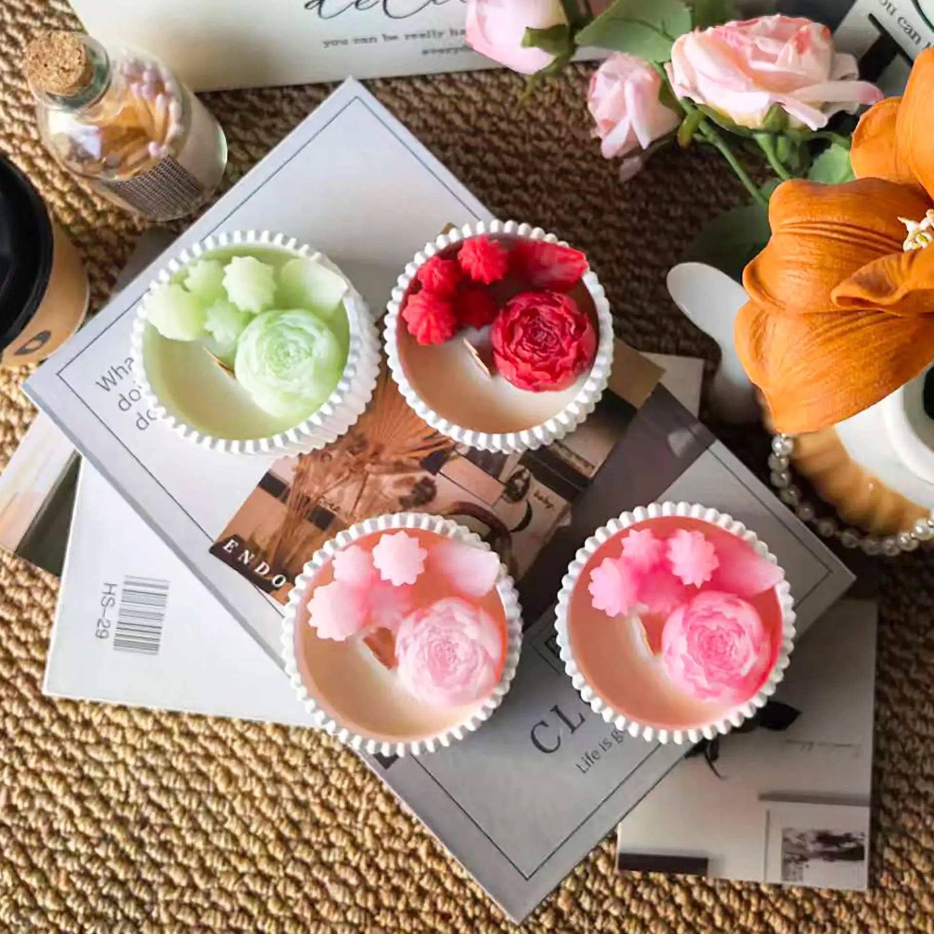 2 adet Çiçekli Gül Kupa Kokulu - Candle Souvenir incelemesi ve fiyatı