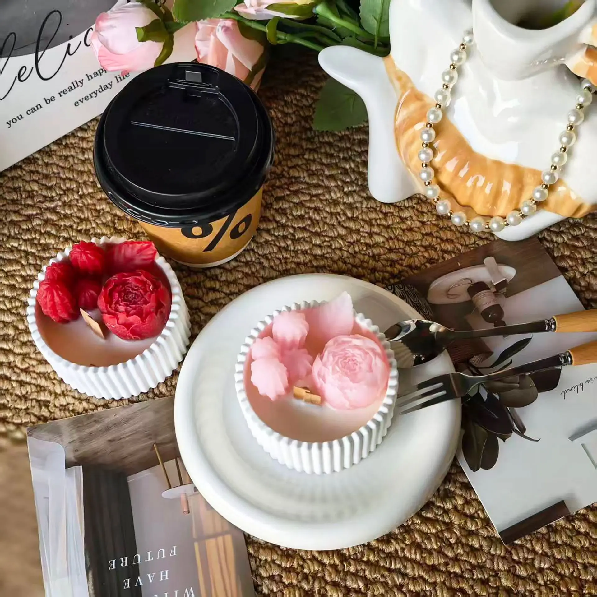 2 adet Çiçekli Gül Kupa Kokulu - Candle Souvenir incelemesi ve fiyatı